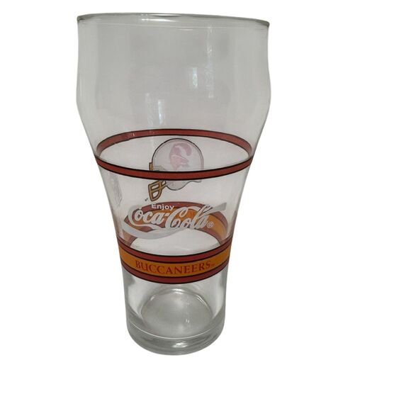 Vintage Tampa Bay Buccaneer's Drinking Coke Glass Coca Cola NFL Logo 12oz 6" - Picture 4 of 10